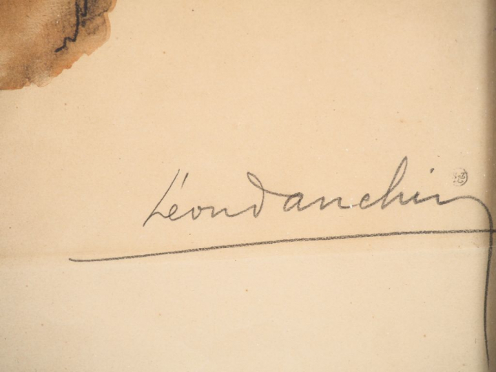 Léon DANCHIN. "chevaux". Lithographie, signée en bas à droite. Dim. 43