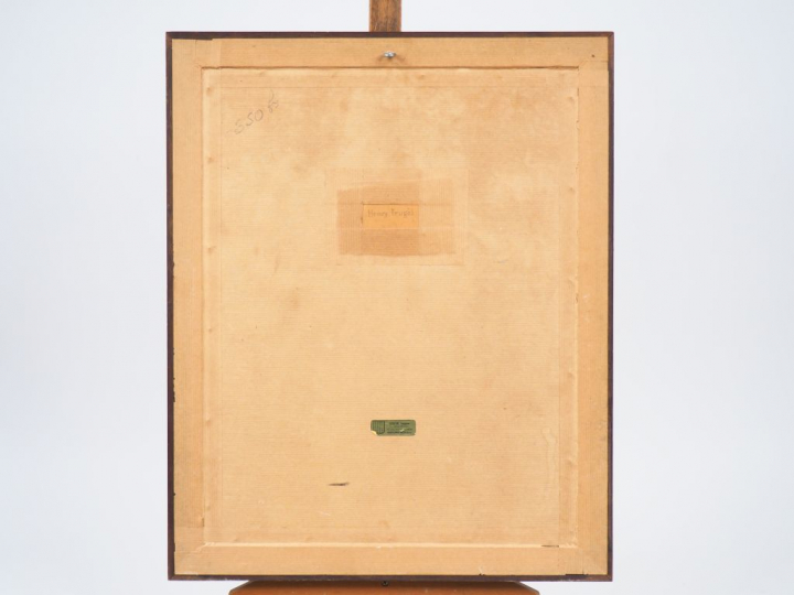 Henri FRUGES. "bavardage". Aquarelle, signée et titrée en bas à gauche