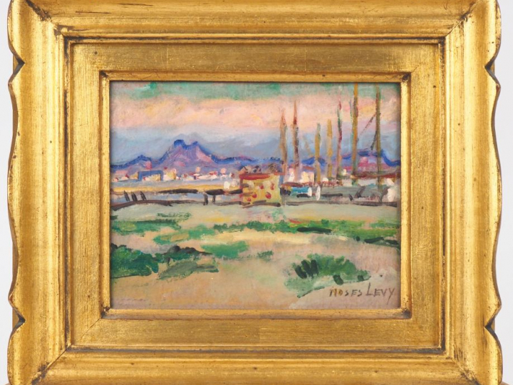 Moses LEVY. "Paysage". Huile sur isorel, signée en bas à droite. Dim. 