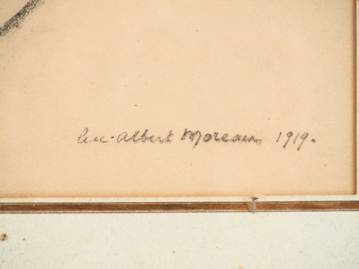 Luc Albert MOREAU. "Etude de nue". Dessin, signé en bas à droite et da