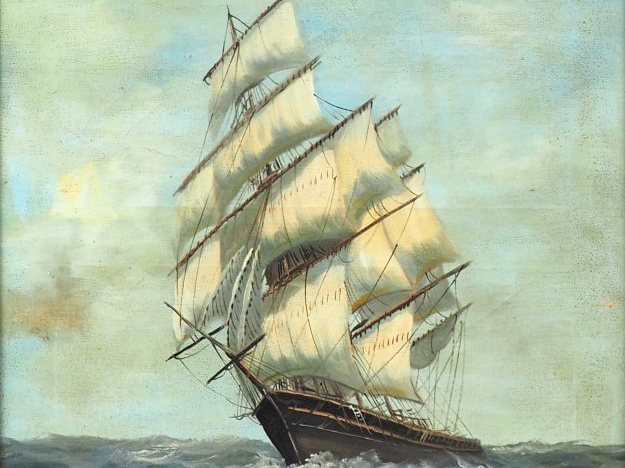 Franck Harmon MYERS. "marine". Huile sur toile, signée en bas à droite