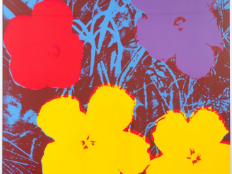 Vente aux enchères Andy WARHOL.  "Fleurs". Impression en couleur. Published by Sunday by 