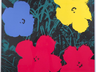 Vente aux enchères Andy WARHOL.  "Fleurs". Impression en couleur. Published by Sunday by 