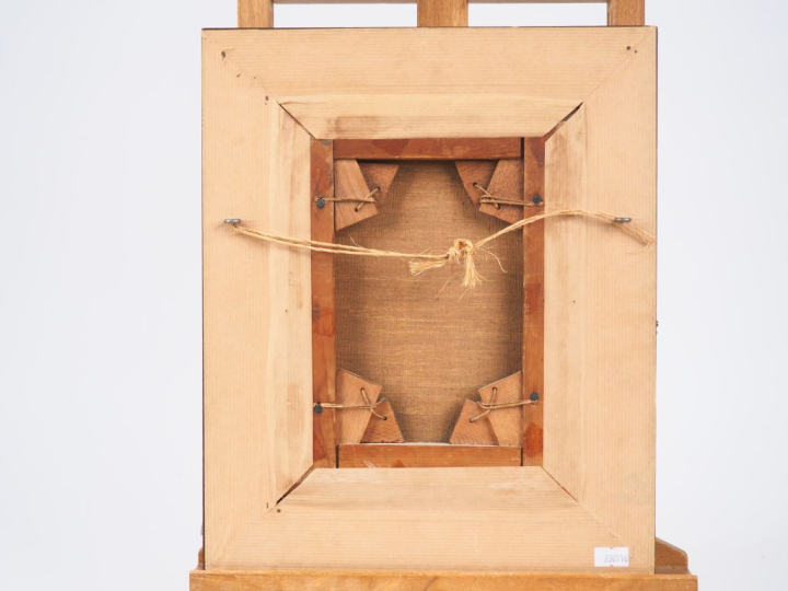 Adrie ZWART.   "Fillette au jardin" Huile sur toile, signée en bas à d