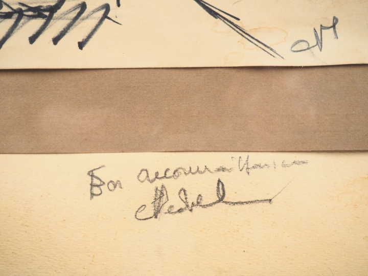 Ecole française XXème. "Scènes de corrida". 2 dessins au feutre dans u