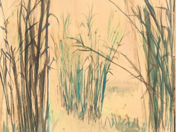 Ecole française XXème. "Jeune femme endormie". Aquarelle monogrammée L