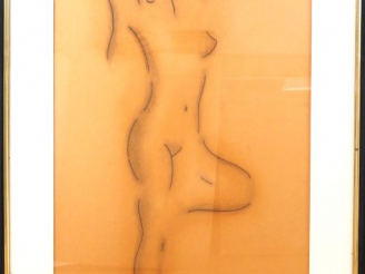 Vente aux enchères Fernand ROUX. "Odalisque moderne". Dessin signé en bas à droite. Dim. 