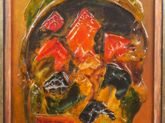 Vente aux enchères Fernand ROUX. "Visage féminin de profil". Technique mixte. Dim. 82 x 6