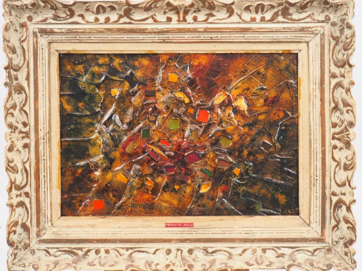 Fernand ROUX. "Emaux et camées". Technique mixte signée en bas, titrée