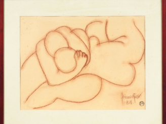 Vente aux enchères Fernand ROUX. "Couple enlacé". Dessin, signé en bas à droite. Dim. 43,