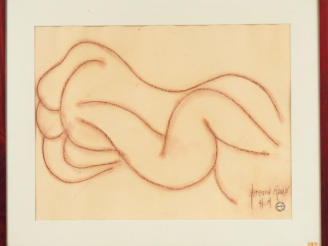 Vente aux enchères Fernand ROUX. "Couple enlacé II". Dim. (à vue) : 45 x 59,5 cm.