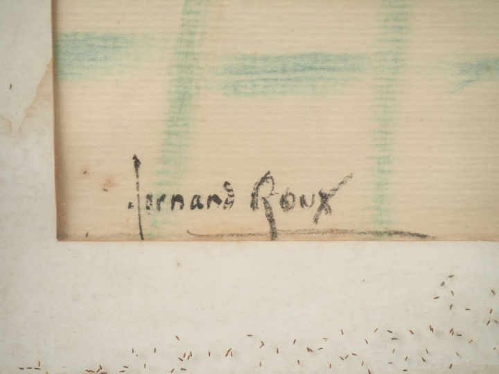 Fernand ROUX. "Bouquet de fleurs". Pastel signé en bas à gauche. Dim. 