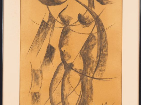 Fernand ROUX. "Nu cubiste". Aquarelle, signée en bas à droite. Dim. 60