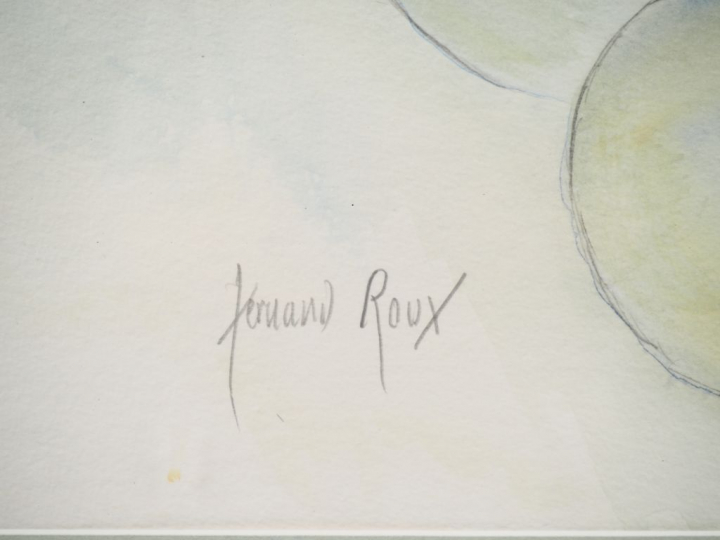 Fernand ROUX. "Nu bleu". Aquarelle, signée en bas à gauche. Dim. (à vu