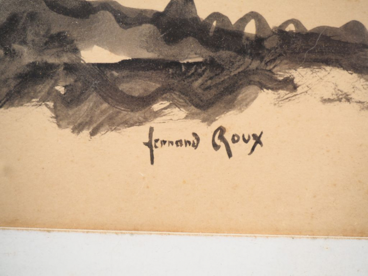 Fernand ROUX. "Toro bravo". Aquarelle, signée en bas à droite. Dim. 25