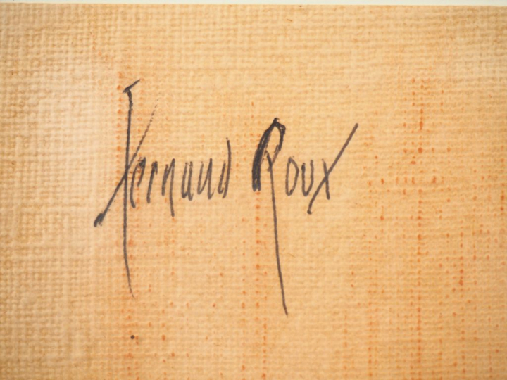 Fernand ROUX. "Couple". Dessin, signé en haut à gauche. Dim. 35 x 25 c