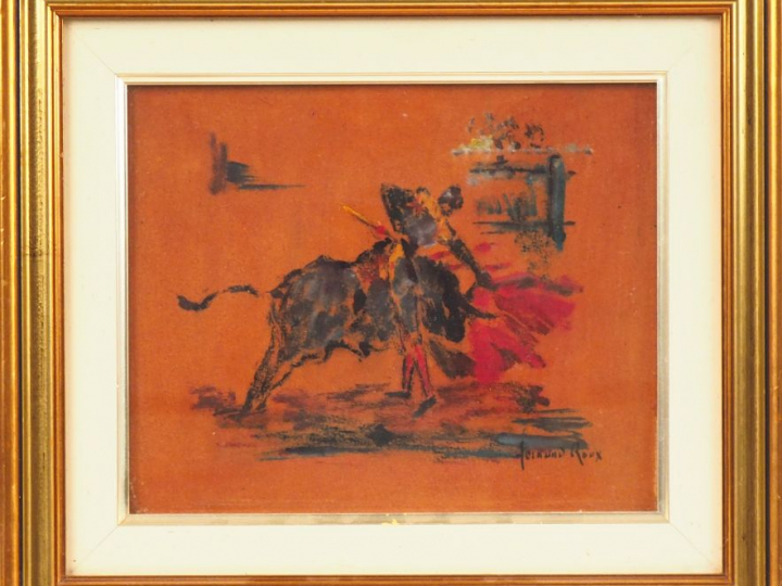 Fernand ROUX. "Luis Miguel DOMINGUIN". Huile sur carton, signée en bas