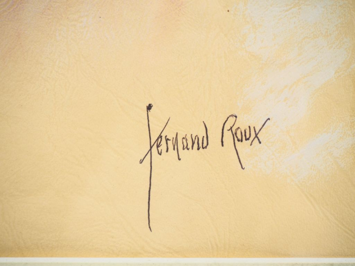 Fernand ROUX. "Portrait d'élégante". Technique mixte signée en bas à d