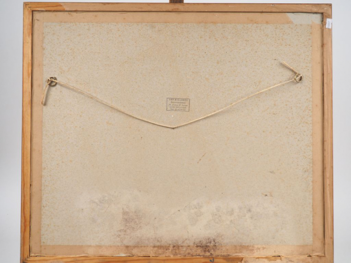 Fernand ROUX. "Portrait d'élégante". Technique mixte signée en bas à d