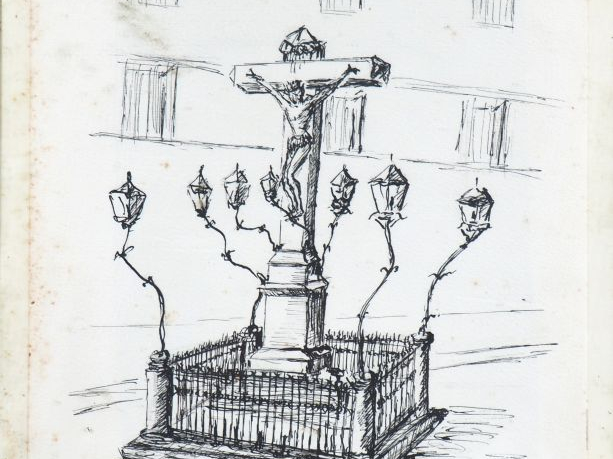 Fernand ROUX. "El Cristo de los faroles a Cordoba". Dessin signé en ba