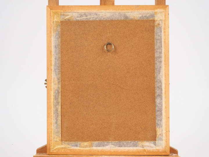 Fernand ROUX. "Couple sur un banc". Dessin, signé en bas à droite. Dim