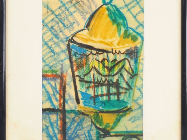 Fernand ROUX. "Composition". Dessin, signé en haut à gauche. Dim. (à v