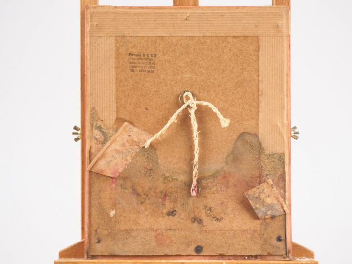 Fernand ROUX. "Portrait de dame au fichu". Dessin, signé en bas à droi