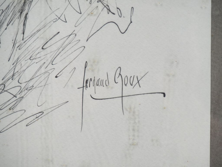 Fernand ROUX. "Portrait". Dessin, signé en bas à droite. Dim. (à vue) 