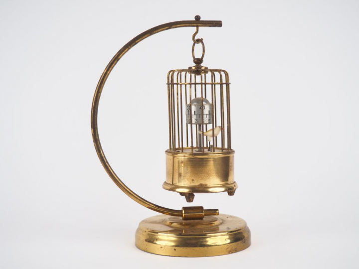 Thermomètre oiseau chanteur. Signé KAISER Germany. H : 21 cm
