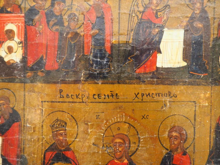 Icône des douze fêtes principales de l'orthodoxie autour de la Résurre
