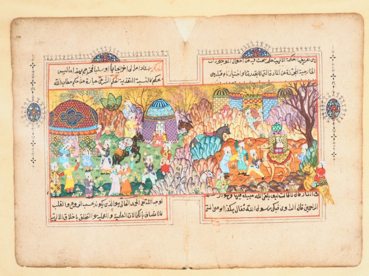 Deux folios de manuscrit illustrés, Inde et Moyen-Orient, XXe – XXIe s