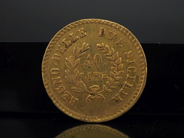 Une pièce de 40 Lire or, 1813. Poids. 12,86 g   