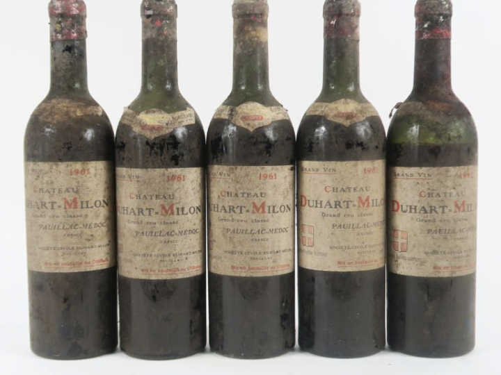 5 BOUTEILLES CHÂTEAU DUHART MILON GCC PAUILLAC - 1961 - 1 MEP-BEP/4 BE