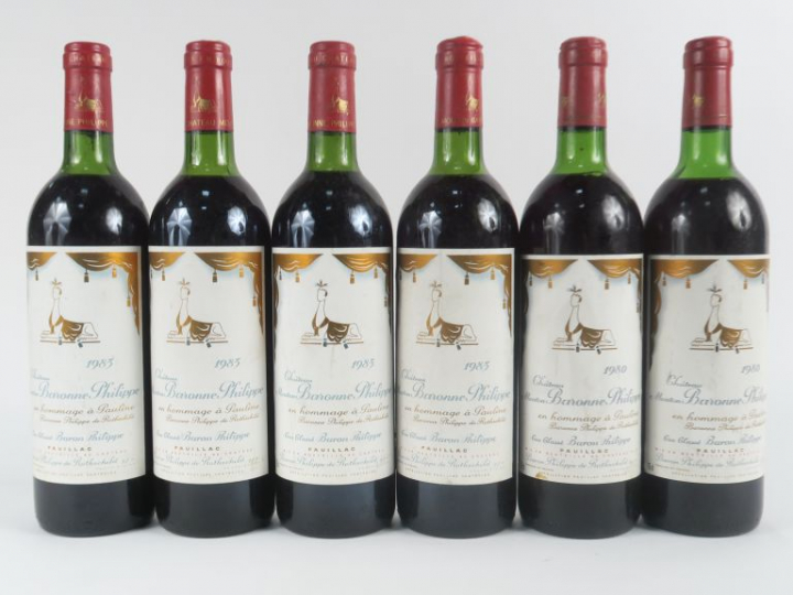 6 BOUTEILLES CHÂTEAU MOUTON BARONNE PHILIPPE PAUILLAC - 4 de 1983 LB/2