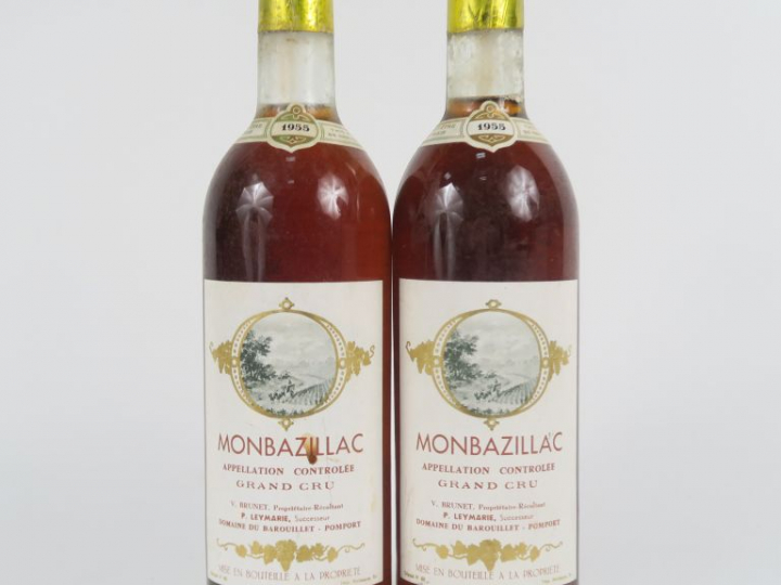 2 BOUTEILLES MONBAZILLAC GC V. BRUNET - 1955 - BG