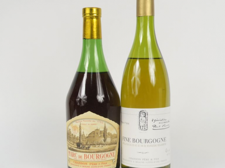 2 BOUTEILLES CHANSON PÈRE   FILS : 1 MARC DE BOURGOGNE 41° - 1 FINE BO