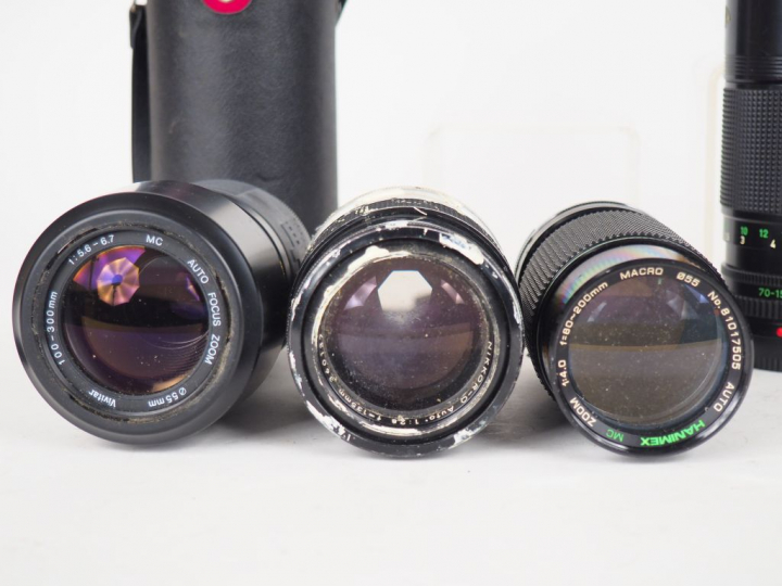 Lot de six objectifs différents (état d'usage) dont HANIMEX, VIVITAR, 