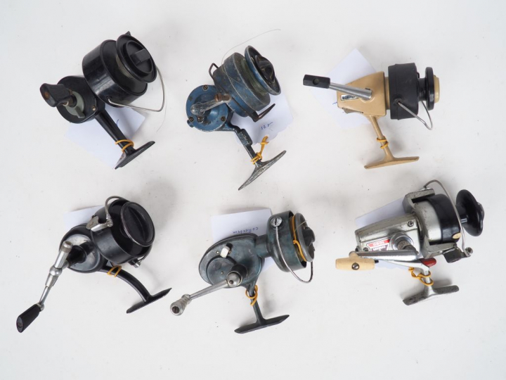 Lot de 6 moulinets de pêche dont BRETTON, GALION, KURK ODO, DAIWA….