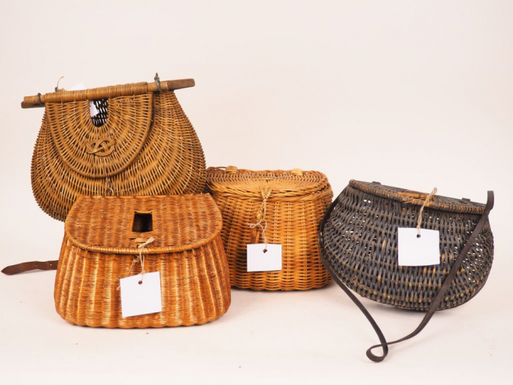 4 paniers en bois et osier