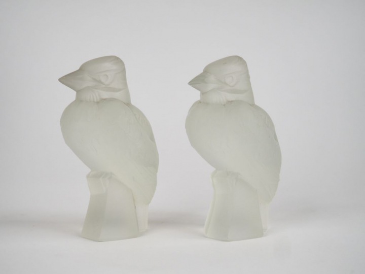 SABINO Sujets en verre moulé  "oiseaux" H. 11 cm