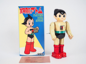 Vente aux enchères Robot BILLIKEN Astroboy Atome Flapping Door. Avec sa boîte d'origine. 