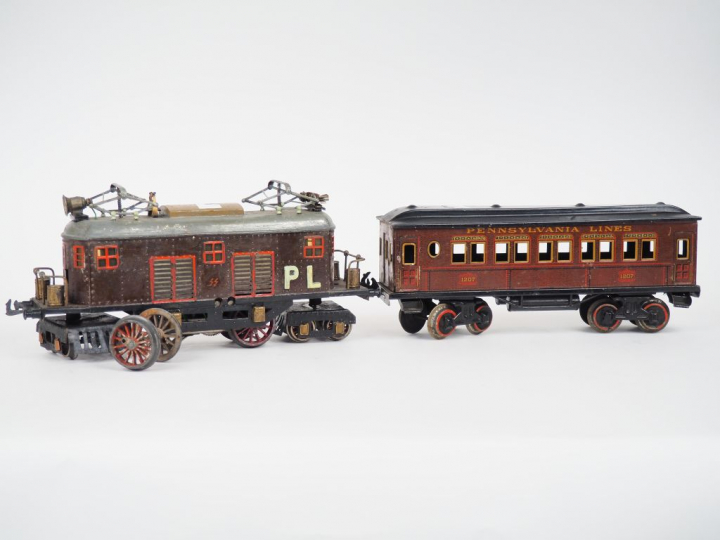 Trains Ecartement I, loco électrique OBO on y joint une voiture voyage