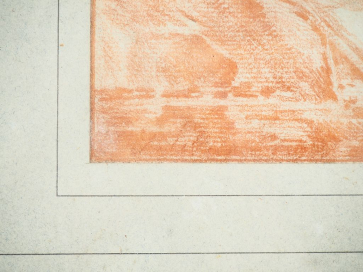 Ecole française XVIIIème. "paysan berger et ses chèvres" Dessin à la s