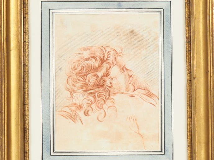 Ecole française XVIIIème. "Etude de profils de jeunes femmes". 2 dessi