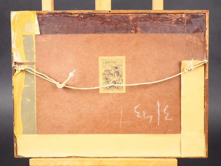 Ecole française ou italienne  XIXème. "Paysage". Dessin signé "Tiziano