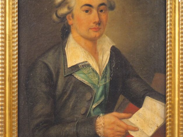 Ecole française XVIIIème. "Portrait d'érudit". Huile sur toile. Dim. 7