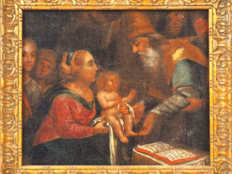 Vente aux enchères Ecole italienne XVIIème. "La présentation du Christ au temple". Huile 