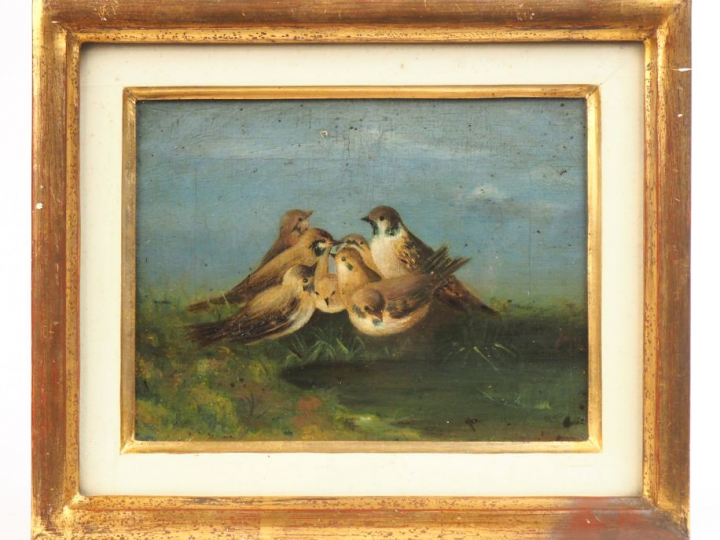 Ecole française début XIXème. "Nid d'oiseaux". Huile sur toile. Dim. 1