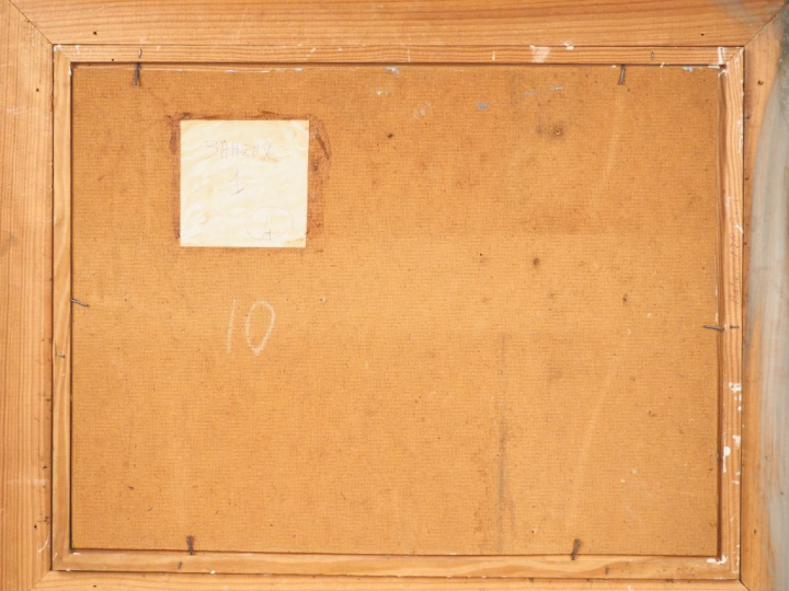 BAHEUX. "Paysage d'automne". Huile sur isorel signée en bas à gauche. 