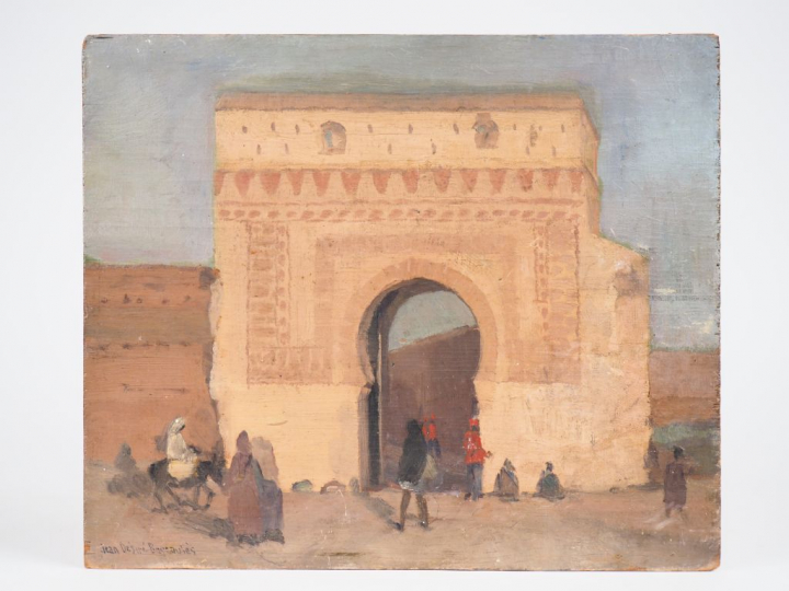 Jean Désiré BASCOULES. Huile panneau double face. Signée en bas à gauc